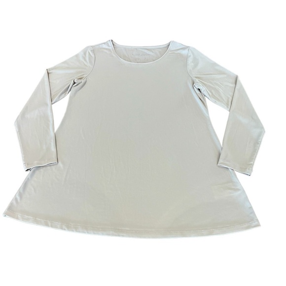 Susan Graver Modern Essentials Tunic Long Sleeve Top Size XS Beige - Picture 3 of 6